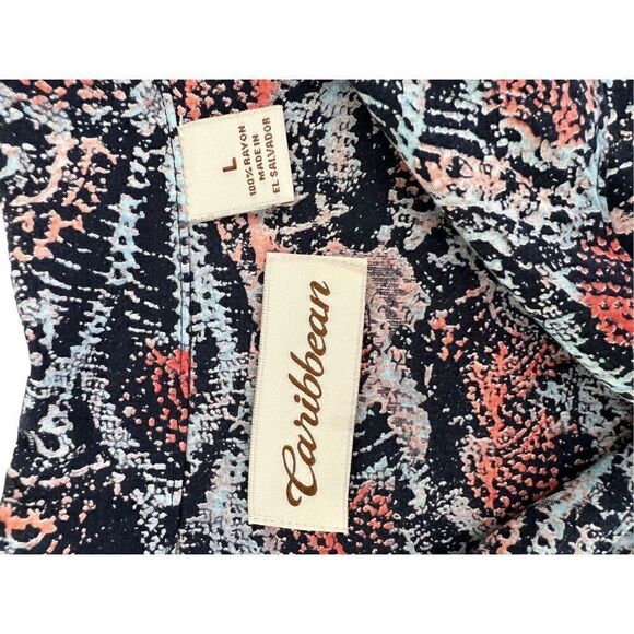 Caribbean Mens Shirt SZ L Button Down with Front Pocket Short Sleeves Colors Blu - Picture 10 of 11